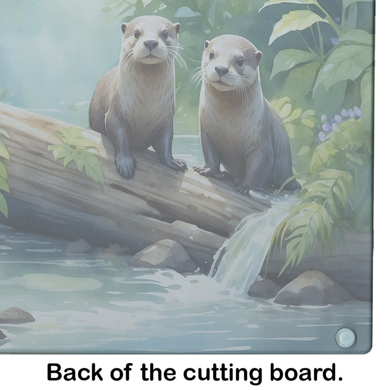 River Otters at Play Glass Cutting Boards – Durable, Decorative Kitchen Art