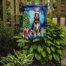 Afghan Hound Christmas Garden Flag – Dog in Reindeer Antlers with Tree & Gifts