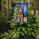 Airedale Terrier Christmas Garden Flag – Dog in Reindeer Antlers with Tree & Gifts