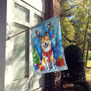 Akita Christmas Reindeer House Flag