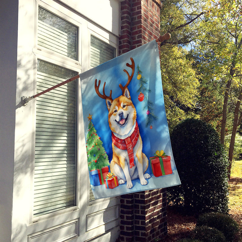Akita Christmas Reindeer House Flag