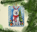 American Eskimo Christmas Reindeer Porcelain Ornament