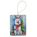 American Eskimo Christmas Reindeer Porcelain Ornament