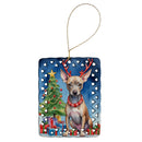 American Hairless Terrier Christmas Reindeer Porcelain Ornament