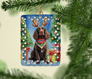 American Water Spaniel Christmas Reindeer Porcelain Ornament