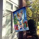 American Bulldog Christmas Reindeer House Flag