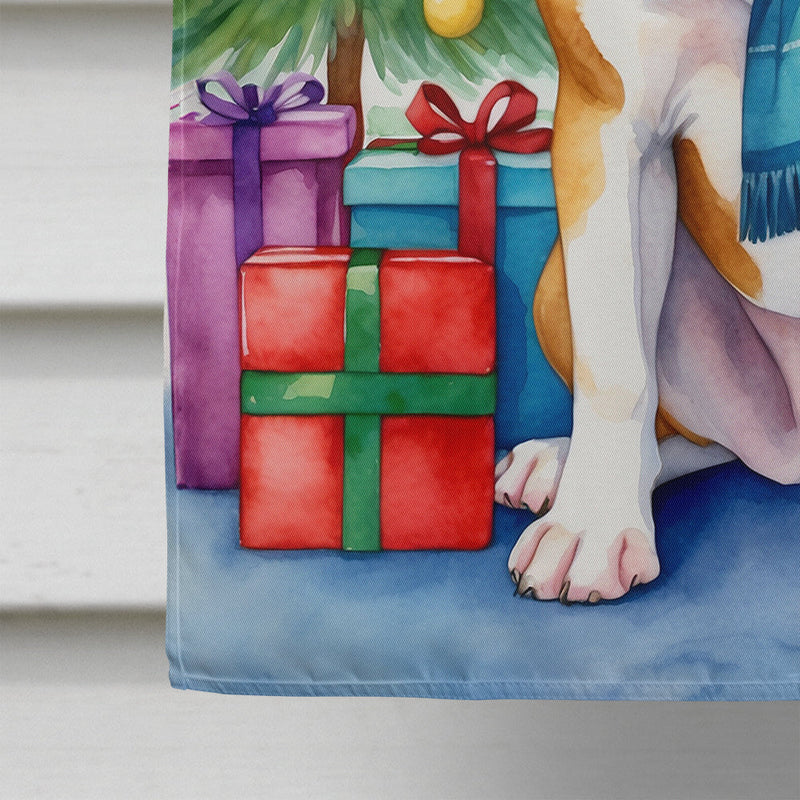 American Bulldog Christmas Reindeer House Flag