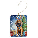 Bloodhound Christmas Reindeer Porcelain Ornament
