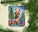Border Terrier Christmas Reindeer Porcelain Ornament