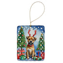 Border Terrier Christmas Reindeer Porcelain Ornament