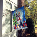 Boston Terrier Christmas Reindeer House Flag