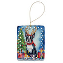 Boston Terrier Christmas Reindeer Porcelain Ornament
