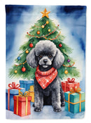 Black Toy Poodle Christmas Reindeer House Flag