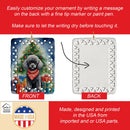 Black Toy Poodle Christmas Reindeer Porcelain Ornament