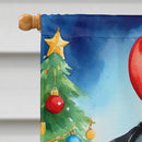 Black Pug Christmas Reindeer House Flag