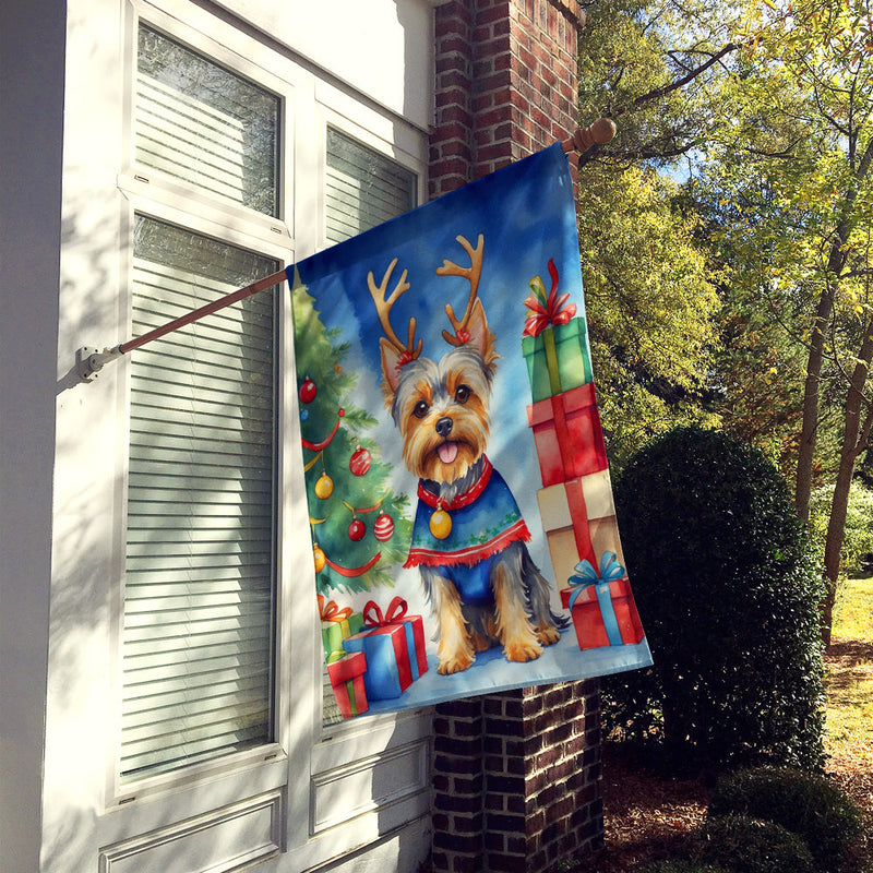 Yorkshire Terrier Yorkie Christmas Reindeer House Flag