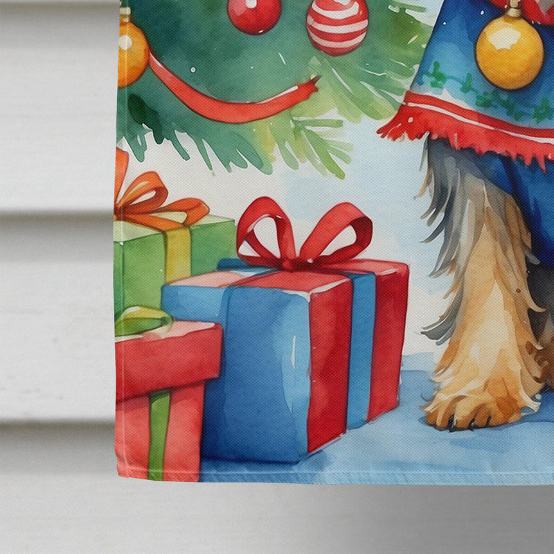 Yorkshire Terrier Yorkie Christmas Reindeer House Flag