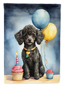 Black Toy Poodle Happy Birthday House Flag