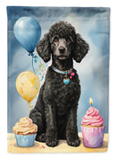 Black Standard Poodle Happy Birthday House Flag