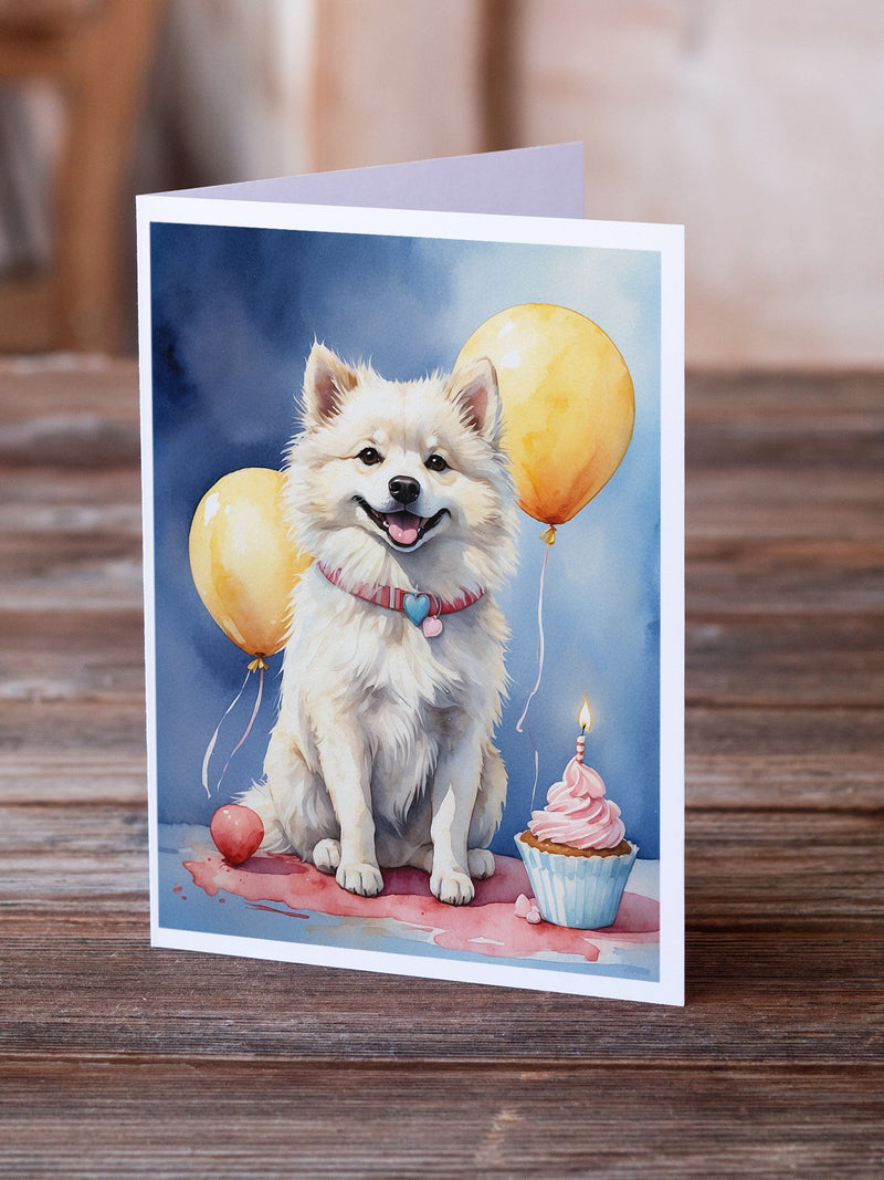 American Eskimo Happy Birthday Greeting Cards - Blank Note Cards – 8-Pack of Artist-Designed Cards with Envelopes