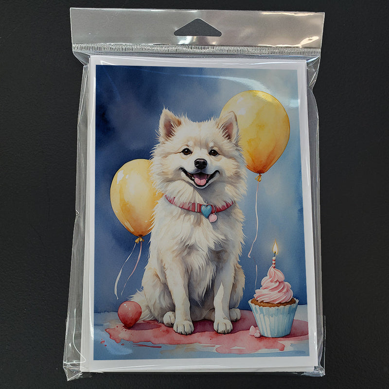 American Eskimo Happy Birthday Greeting Cards - Blank Note Cards – 8-Pack of Artist-Designed Cards with Envelopes