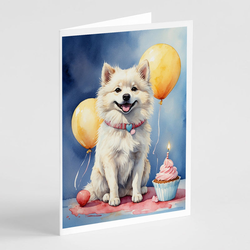 American Eskimo Happy Birthday Greeting Cards - Blank Note Cards – 8-Pack of Artist-Designed Cards with Envelopes