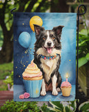 Border Collie Happy Birthday Garden Flag –Dog Birthday Cupcake Yard Decor with Balloons
