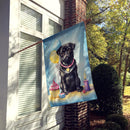 Black Pug Happy Birthday House Flag