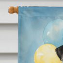 Black Pug Happy Birthday House Flag