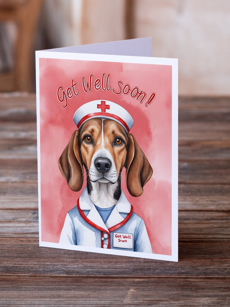 American Foxhound Get Well Soon Greeting Cards - Blank Note Cards – 8-Pack of Artist-Designed Cards with Envelopes