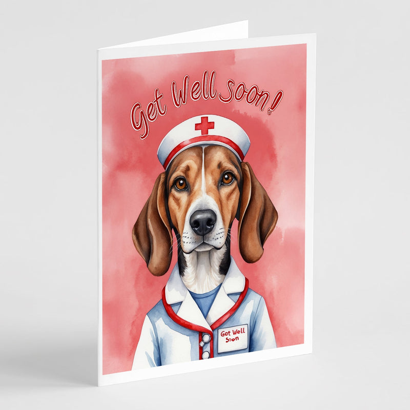 American Foxhound Get Well Soon Greeting Cards - Blank Note Cards – 8-Pack of Artist-Designed Cards with Envelopes