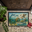 Along the coast - Crab Pelican Dolphins Doormat-24x36 Indoor / Outdoor Rug | Made in USA