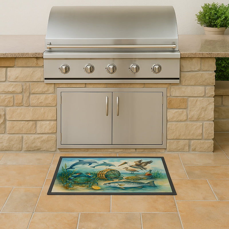 Along the coast - Crab Pelican Dolphins Doormat