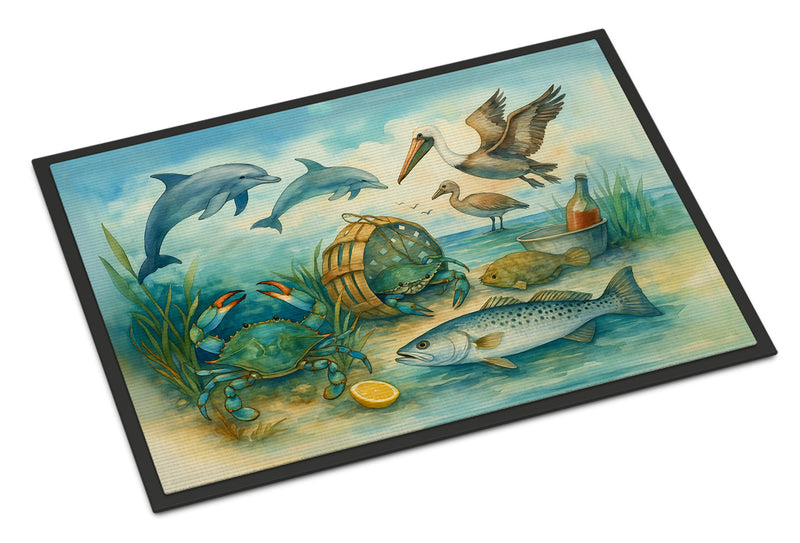 Along the coast - Crab Pelican Dolphins Doormat