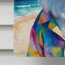 American Eskimo Summer Beach Time House Flag