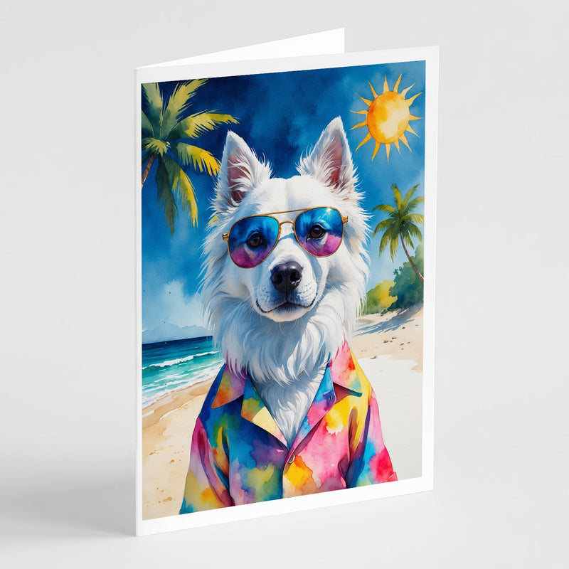 American Eskimo Summer Beach Time Greeting Cards Pack of 8