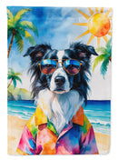 Border Collie Summer Beach Time House Flag