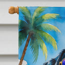 Black Labrador Retriever Summer Beach Time House Flag