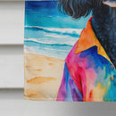 Black Poodle Summer Beach Time House Flag