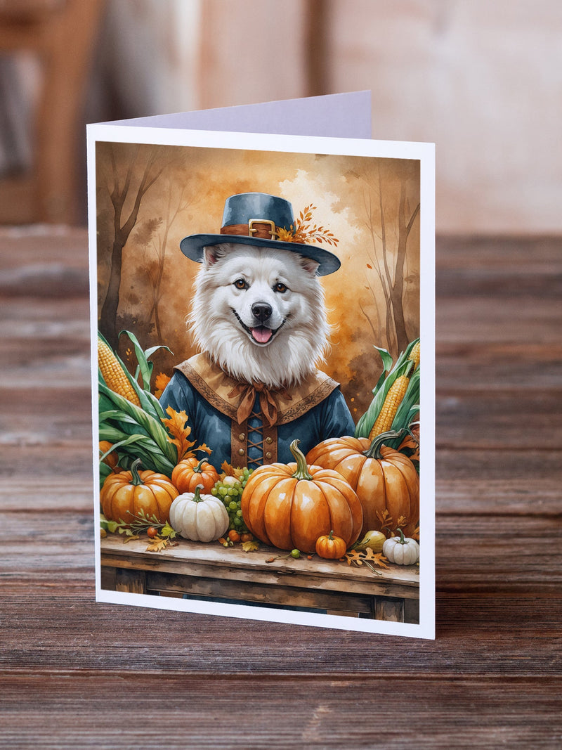 American Eskimo Thanksgiving Greeting Cards Pack of 8