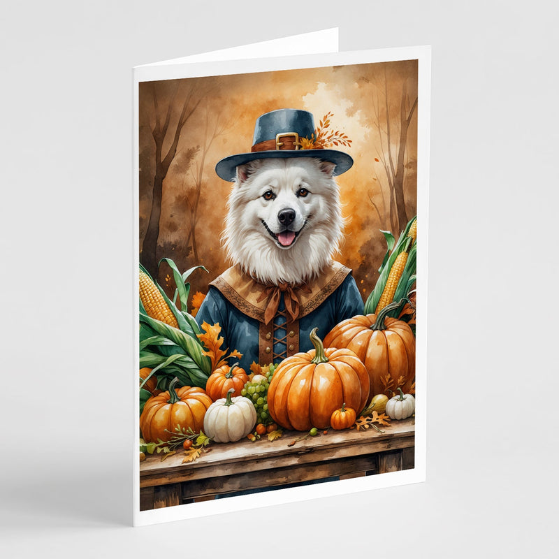 American Eskimo Thanksgiving Greeting Cards Pack of 8