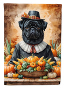 Black Pug Thanksgiving Garden Flag
