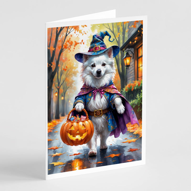 American Eskimo Halloween Trick or Treat Greeting Cards Pack of 8