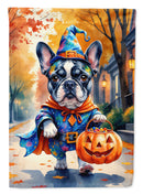 Black White French Bulldog Halloween Trick or Treat House Flag