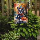 Black White French Bulldog Halloween Trick or Treat Garden Flag