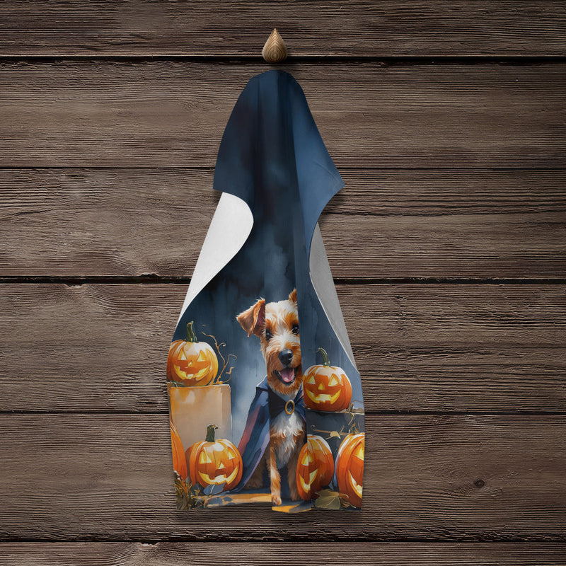 Airedale Terrier Puppy Halloween Kitchen Towel
