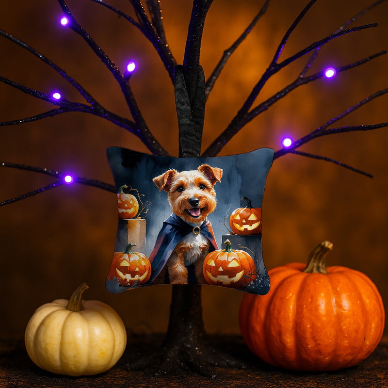 Airedale Terrier Puppy Halloween Mini Hanging Pillow Ornament 3.5 × 3.5