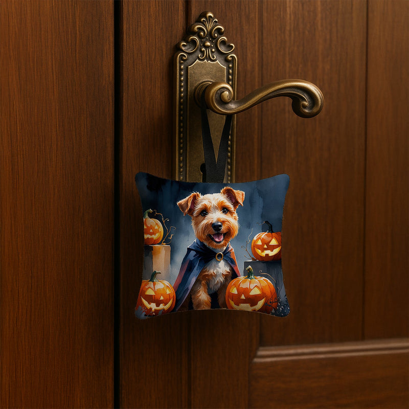 Airedale Terrier Puppy Halloween Mini Hanging Pillow Ornament 3.5 × 3.5