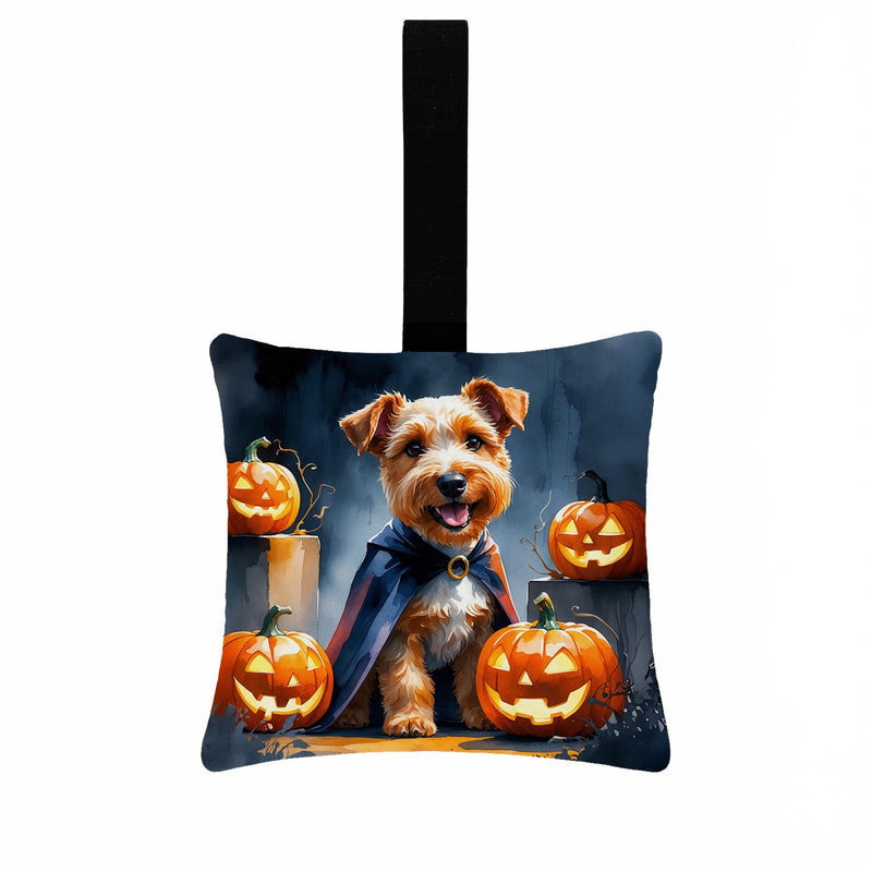 Airedale Terrier Puppy Halloween Mini Hanging Pillow Ornament 3.5 × 3.5
