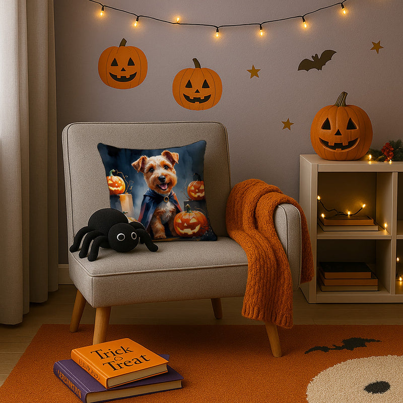 Airedale Terrier Puppy Halloween Throw Pillow